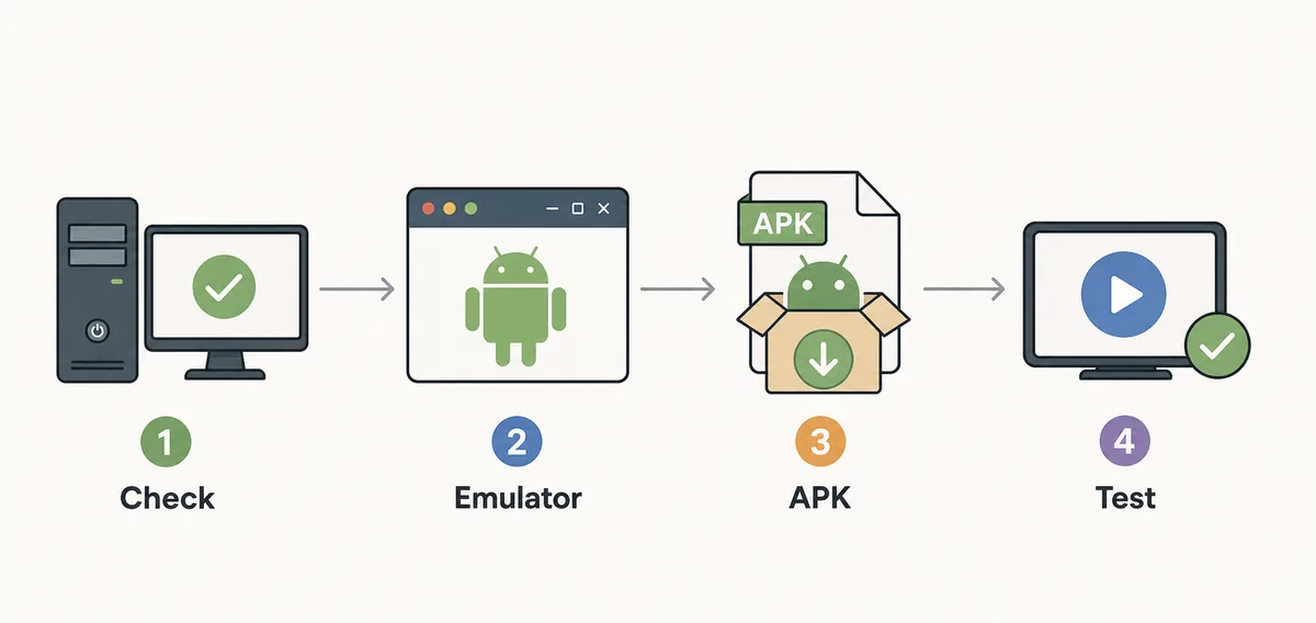 Eleph TV Windows 7 emulator setup flow illustration